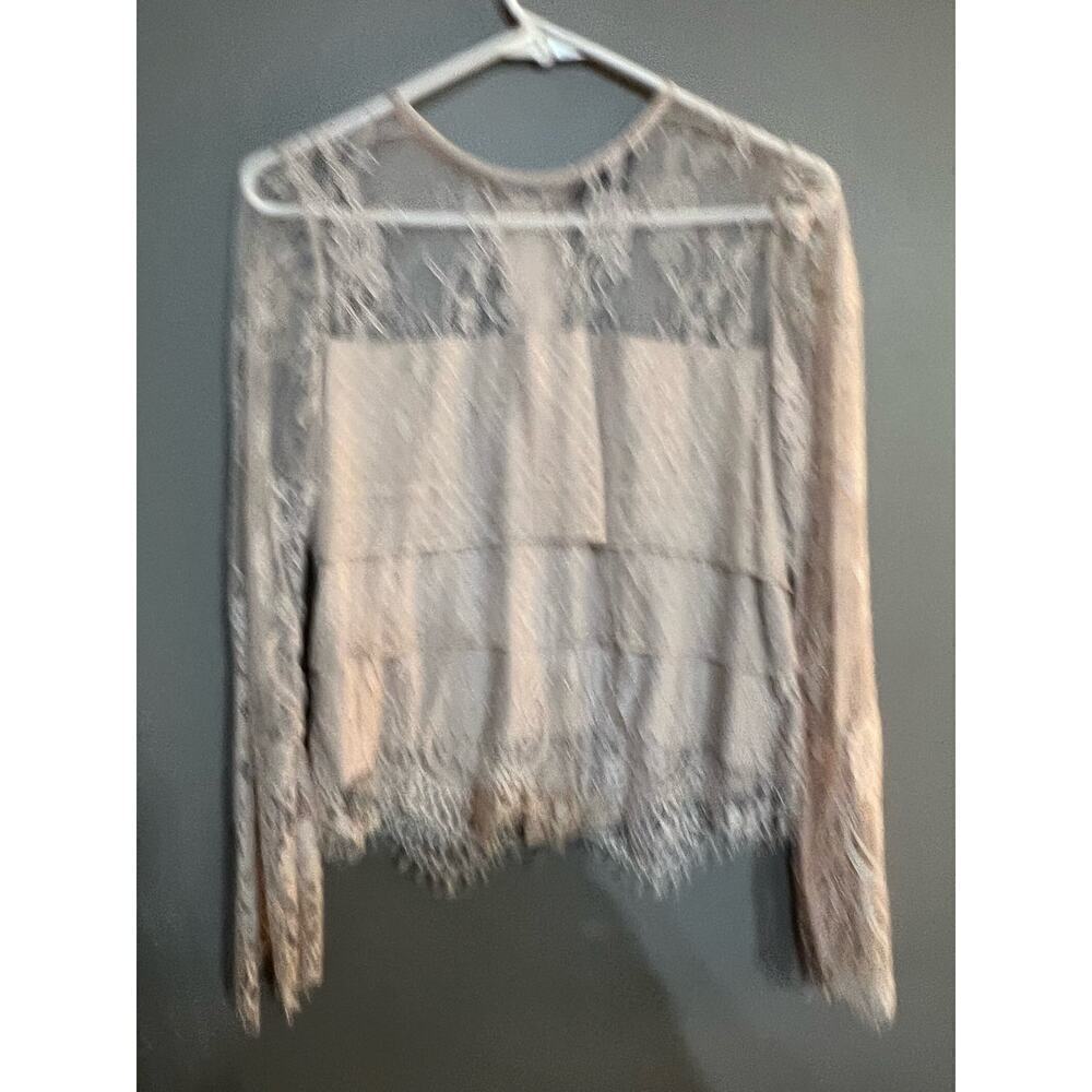 American‎ Eagle, antique lace, sheer tiered blouse women’s S